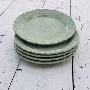 Barreveld French Country Provincial SET OF 5 Green Salad Plates Decorated 9.5"